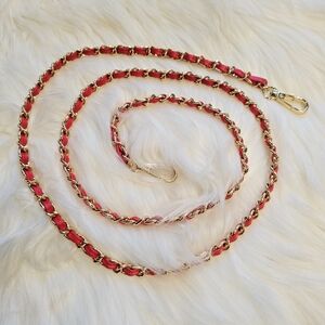 NWOT 48" Red Leather Gold Chain Purse Strap